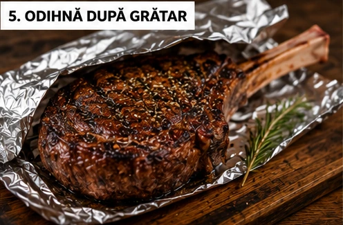 Tomahawk de vită Choco lăsat la odihnit după gătirea la grătar