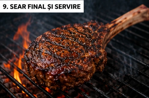 Tomahawk de vită Choco la sear final pe grătar înainte de servire
